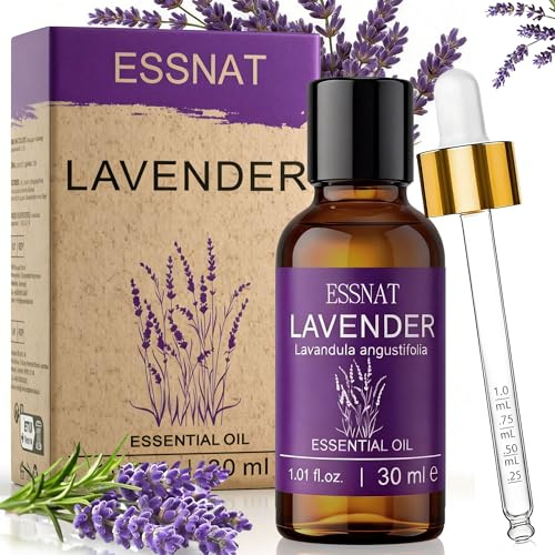 ESSNAT Lavendelöl 30ml – 100% naturrein ätherisches Öl aus Echtem Lavendel (Lavandula angustifolia) für Aromatherapie, Diffuser, Massage, Bad, DIY