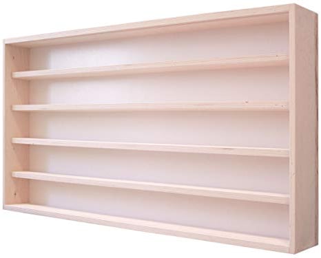 Alsino V90.5 Vetrina espositiva | 90 x 49 x 8,5 cm | in Legno di Betulla Non trattato | 5 Ripiani | 2 Ante plexiglass scorrevoli | Modellismo | Collezionismo | Scala N e H0