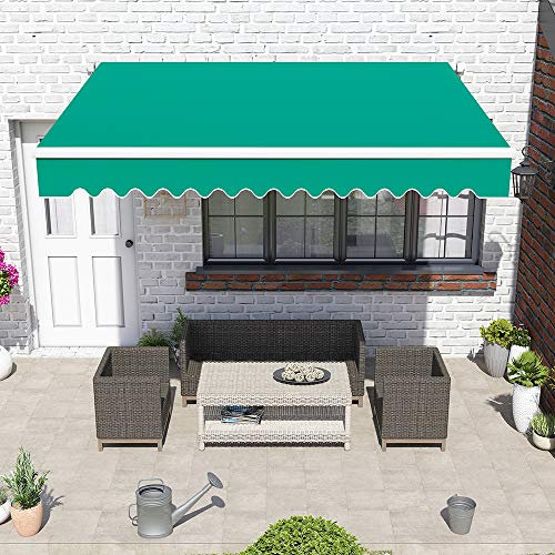 Greenbay Green DIY Manual Patio Awning, Retractable Gazebo Outdoor Canopy, Garden Sun Shade - 3m x 2.5m