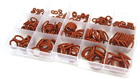 DollaTek 225PCS Silikagel (VMQ) O-Ring Reparaturbox - Rot, Für Profi Sanitär, Luft, Gas, Automotive, Klempner, Reparaturen
