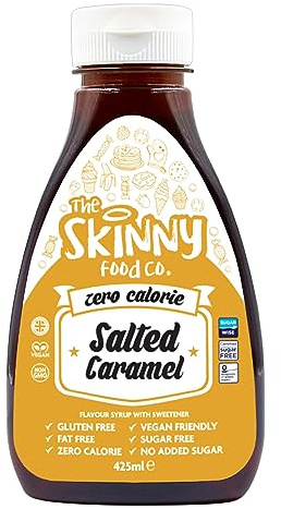 Skinny Food Co Salted Caramel Zero Calorie Syrup 425ml - Sugar Free Salted Caramel Syrup For Snacks, Drinks & Desserts - Vegan, Gluten-free, Keto & Paleo Friendly Caramel Syrup - Salted Caramel Syrup