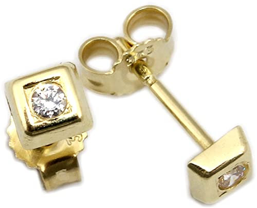 Ohrstecker Gold 333 Zirkonia Quadrat Stecker Ohrringe 8 Karat Gelbgold