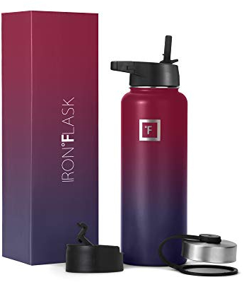 Edelstahl Trinkflasche mit Strohhalm - 650/950/1200/1800 ml - Kohlensäure Geeignet Auslaufsicher Doppelwandig Isoliert Thermosflasche BPA-Freie - Wasserflasche Sport Gym Fitness Reisen Kinder