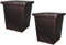 Muddy Hands 2 x 43 Litre Copper Large Plant Pot Outdoor Garden Flower Tree Tall Square Plastic Planter