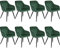 tectake® 8er Set Esszimmer Stuhl, Esszimmerstühle mit Sitzfläche aus Samt, Armlehnstuhl, Sessel Wohnzimmer, gepolsterter Office Chair, Schminktisch Stuhl, gemütlicher Küchenstuhl - dunkelgrün/schwarz