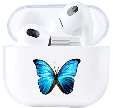 AKABEILA Hülle Kompatibel mit Apple AirPods 3 Hülle Case Silikon Transparent Durchsichtig AirPods 3rd Generation 2021 Schutzhülle Frontseite LED Sichtbar