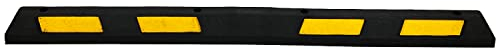 UvV-BASIC Radstop - Parkstopper Parkplatzbegrenzer, Radstopp mit gelben oder weiße Reflexstreifen, gummi, 90cm oder 180cm (180 cm, schwarz/gelb)