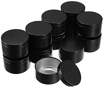 30 Stück Schwarz Aluminium Vorratsdose Behälter Nachfüllbare Metallkerzendosen mit Deckel für Kerzenherstellung, Kunsthandwerk, Küche Gewürzaufbewahrung(50g)