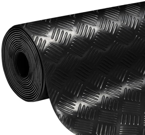 KARAT - Tapis en Caoutchouc antidérapant - Coureur en Caoutchouc - Tapis de Sol Aspect tôle ondulée - Revêtement de Sol résistant de -30°C à +69°C, 3 mm d'épaisseur Modèle Karo Motif carré 100x300 cm