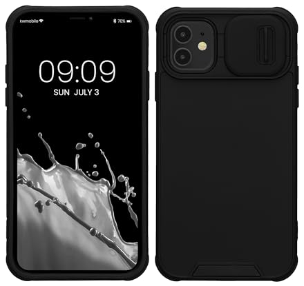 kwmobile Hybrid Case Compatible with Apple iPhone 11 - Case with Camera Cover and Bumper - Phone Cover - Black