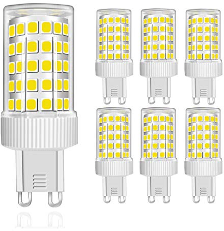 G9 LED Lampe 10W, Kaltesweiß 6000K, Kein Flimmern, 800lm Entspricht 80W G9 Halogen Leuchtmittel, Keramiksockel, G9 Mini Glühbirne mit 86-LED SMD2835, AC220-240V, Nicht Dimmbar, Φ22*58mm, 6er-Pack