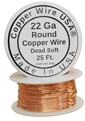 Copper wire USA 25 Ft. Uncoated Bare Solid Copper Wire (Dead Soft) Choose gauges (22 Ga. Spool, 25 Ft.)