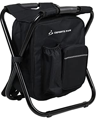 DEPORTE FANS Camping con Mochila con Refrigerador Bolsa de Picnic, Sila Plegable, Portátil, Ligero y Estable, Siento con Tela 600D Oxford, Open Size 36 x 41 x 29 cm