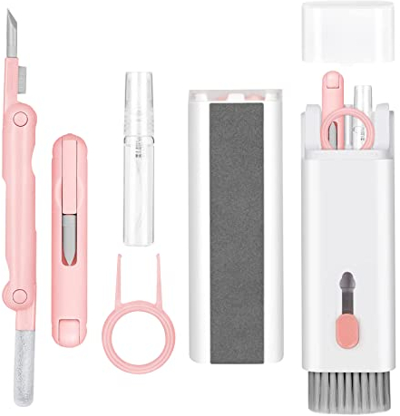 Kit de nettoyage électronique 7 en 1 pour clavier, ordinateur portable pour moniteur, téléphone portable, casque, Lego, objectif d'appareil photo (rose)