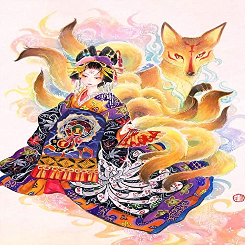 500-teiliges Puzzle, klarer bedruckbarer Boden, Oiran und Fuchs, Puzzle für Erwachsene, ideal für Entspannung, Meditation, Lernspiel