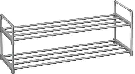 SONGMICS Schuhregal 2 Ebenen, Schuhständer Metall, Schuhaufbewahrung, Schuh-Organizer, aufrecht oder umgedreht, für 12-15 Paar Schuhe, stapelbar, Flur, 30 x 92 x 34 cm, grau LSA012G01
