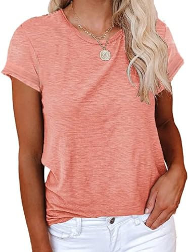 Cicy Bell T-Shirt da Donna Bluse e Camicie Girocollo Cotone Estivo Casual Maglietta da Donna Allentate Rosa S