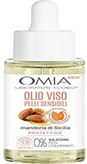 Omia, Olio Viso per Pelli Sensibili con Mandorla di Sicilia, Trattamento Viso Lenitivo, Idratante e Protettivo, Vegano e Dermatologicamente Testato, 30 ml