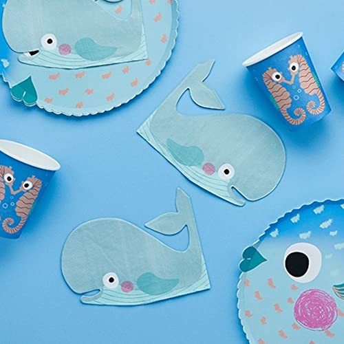 16 Wal-Papierservietten, Unter dem Meer, Geburtstagsparty-Geschirr, Kinderparty-Geschirr, 1. 2. Geburtstagsparty