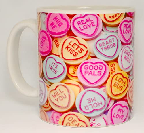 Love Hearts Sweets Collage Ceramic Mug Sweeties Lovehearts Gift
