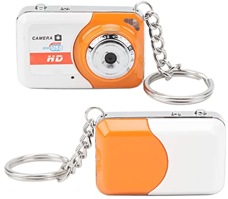 Cámara Pequeña, Mini Cámara con Llavero de Pulgar, Videocámara con Cámara Mini DV DVR, Detección de Movimiento Compatible (Naranja)