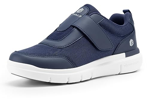 FitVille Diabetic Shoes for Men, EasyTop Duo Strap V4, Extra Wide Width, Size 9.5, Dark Blue