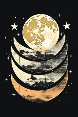 Notizbuch: Mondphase Notizbuch | 6x9 Zoll DIN A5 | 100 Seiten liniert | Astrologie Notizheft | Mond Tagebuch | Vollmond Schreibheft | Mystischer Mond Geschenk