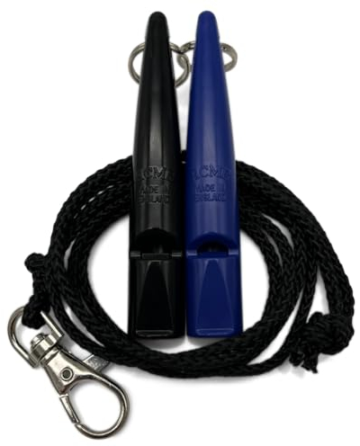 ACME Hundepfeife No. 211,5 mit Pfeifenband | Im Doppelpack | 2 Pfeifen inklusive 2 Bänder | Ideal für den Rückruf - Laut und weitreichend (Black + Baltic Blue)