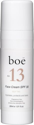 Sonnencreme mit SPF 30 Boë Nr. 13 Gesicht Selbstbräuner - Mineralischer Sonnenschutz, Unsichtbare UV-Creme, Frei von endokrinen Disruptoren, Duftstoffen, Nicht-komedogen - 30 ml