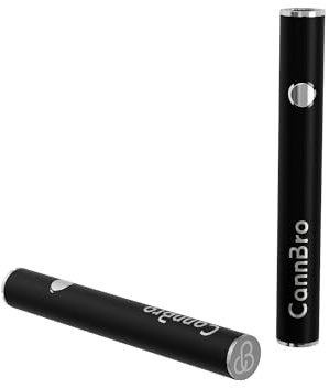 CannBro 510 USB Vape Akku Button Batterie – 350mAh,Knopfbatterien, Preheat, 3 Stufen Spannung, Verdampfer/Patronen Kompatibel mit CBD Ö Hanföl, E-Liquid (Schwarz)