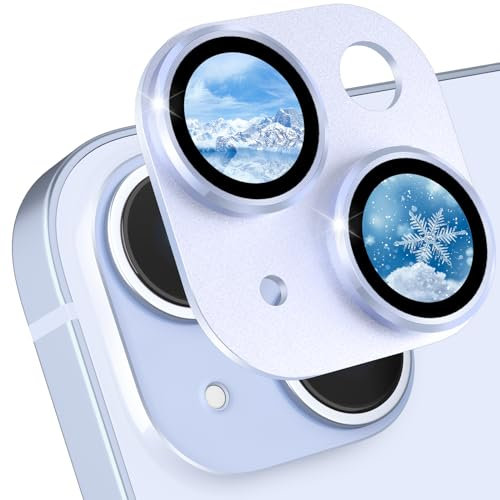 CloudValley for iPhone 15/ iPhone 15 Plus Camera Lens Protector, HD Tempered Metal Matte Glass Anti-Scratch, Case Friendly Full Screen Cover Film Accessories, Blue