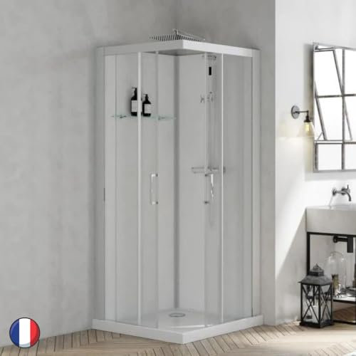 KINEDO Cabine de Douche Brooklyn 90 X 90 Quart de Rond Porte coulissante Gris