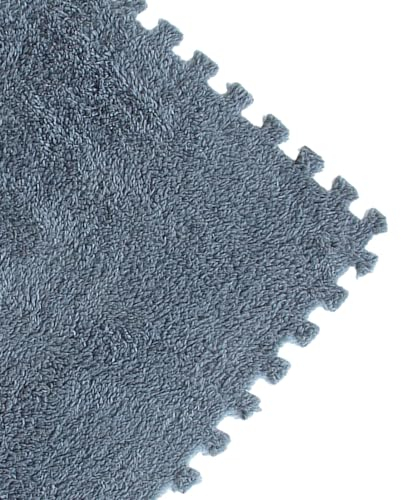 Flauschige Plüsch-Puzzle-Schaum-Bodenmatte, 200 Stück Ineinandergreifende Teppichfliesen, Spielmatte, Teppiche, Schützende Bodenmatten, 11,8 Zoll(Color:Grau)
