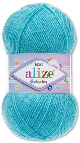 Frida's Wollhaus Alize 100 g Sekerim Bebe Babygarn Wolle Stricken Häkeln Acryl 43 Farben (287 | Türkis)