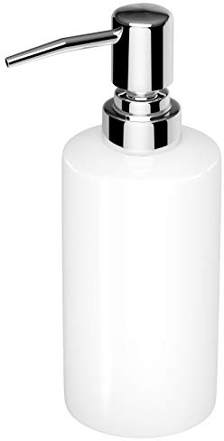 Nuscen White Ceramic Soap Dispenser - 250ml Square Hand Wash Pump for Luxurious Bathrooms, Kitchens, and Hotels | Elegant Shampoo Lotion Bottle | Sleek Design, Easy Dispensing | Modern Living Spaces