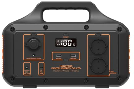 Hanstars Tragbares Powerstation 1000W/230V Mobiler Tragbarer Energiespeicher, Mobiles Netzteil für den Außenbereich mit 7-Schnittstellen Ausgangsladung, Notstromversorgung für Zuhause und im Freien