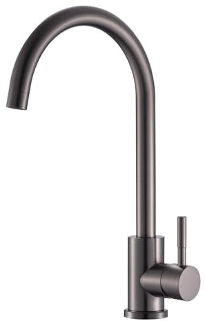 Reginox Taravo GM Single Lever Swan Neck Gun Metal Grey Kitchen Mixer Tap