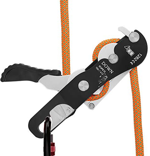 Klettern Abseilgerät, Selbstbremsend Stop Abseilgerät Doppel Stop Abseilgerät Stopp Seilklemme Greifer Rettung Klettern Zubehör für Seile 10-12mm 150 kg