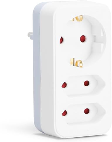 Aigostar Steckdosenadapter 3-Fach mit Kindersicherung Mehrfachsteckdose Tragbar für Steckdose (Weiß Grau)