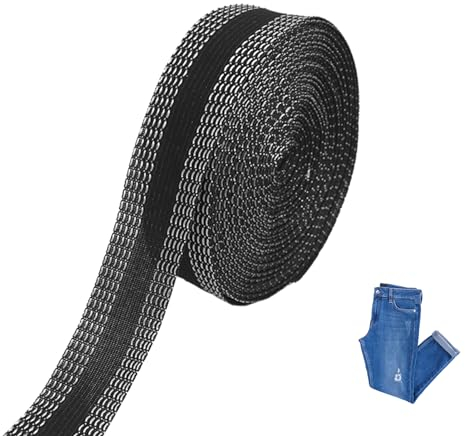 Rumgug Orlo Svelto Termoadesivo, Adesivi per Orlo Pantaloni e Indumenti Nastro Termoadesivo per Tessuti Facile Applicazione Resistente e Lavabile per Orlo Veloce Senza Cuciture (Nero)