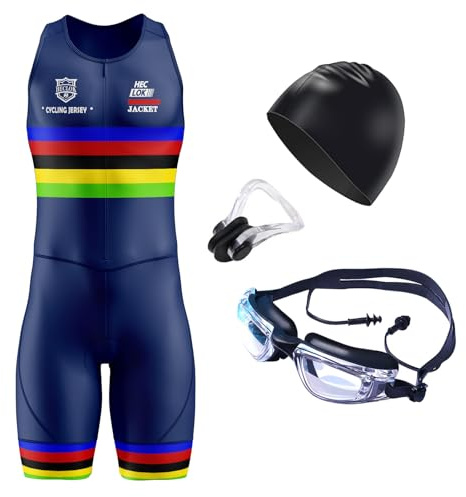Traje de Triatlón de una Pieza sin Mangas para Hombre,3 Bolsillos y Acolchado para Bicicleta,Correr, Andar en Bicicleta,Nadar,Maillot Ciclista Específico para Carreras (TYP-4,M)