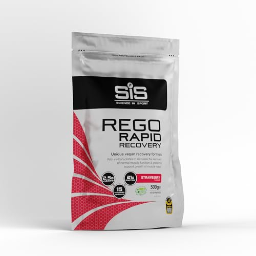 Science in Sport Rego Rapid Recovery Pulver 500g vegan Erdbeere - Regenerations Drink Pulver mit Kohlenhydraten, Proteinen, Elektrolyten, Vitaminen und Mineralien, Unterstützt effektives Training