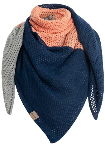 KNIT FACTORY - Lacey Stricktuch - Quadratisches Halstuch aus 30% Wolle und 70% Polyacryl - Umschlagtuch - Oranger, violetter und grauer Damen Schal - Apricot Mist - 120x120 cm