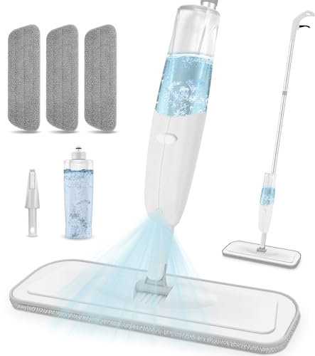 Sprühwischer Bodenwischer mit Sprühfunktion, Wischer mit Sprühfunktion Spray Mop wischmopp mit wassertank und 3 wischpads für Schnelle Reinigung Hartholz, Marmor, Holz, Laminat, Fliesen