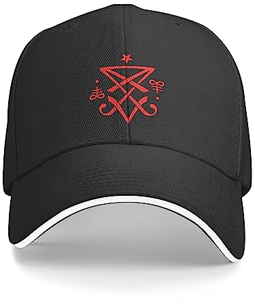 Baseballmütze Okkultes Siegel des Satanischen Luzifer Baseballkappe Für Herren Damen Gebogen Krempe Vintage Basecap Sonnenschutz Schirmmütze, Für Draussen Kletter, Sport, Draußen