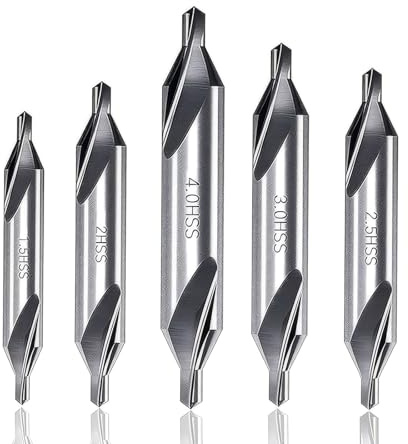 Yuentoen Zentrierbohrer Set,HSS Zentrierbohrer Center Drill Bit, 60 Grad Winkel, Drehmaschine Kombiniert Countersink Bohrer Senker für Metall, Legierung, Kupfer, Eisen, Holz (5)
