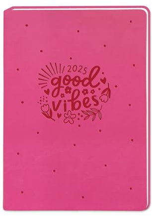 Terminplaner Lederlook - pink A6 - Taschenkalender 2025 - Grafik Werkstatt - Buchkalender mit Lesebändchen und feiner Prägung auf der Titelseite - 1 Woche auf 2 Seiten - 11 cm x 15,5 cm
