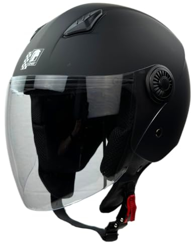 Römer Jethelm RR10801 - Motorradhelm mit Visier, lang, klar, Kratzfest - schwarz matt, Gr. S