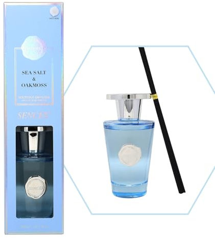 Sences Luxury Reed Diffuser 300ml - Scented with Sea Salt & Oakmoss, Long-Lasting Natural Aroma, Premium Essential Oils, Elegant Glass Bottle, Ideal for Home, Office & Spa, Coastal & Earthy Fragrance