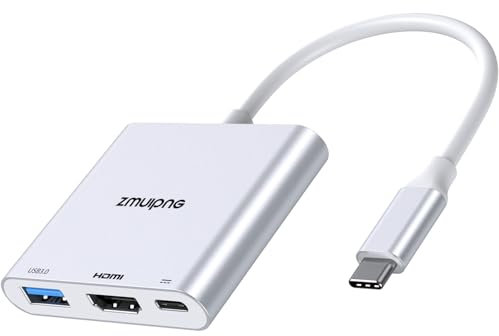 USB C to HDMI Adapter, 3 in 1 HDMI to USBC Digital AV Multiport Adapter,USB Type C Converter to 4K HDMI, USB 3.0,100W PD for MacBook Pro Air,iPad Pro 2020,Chromebook,Dell XPS,Surface(Silver)